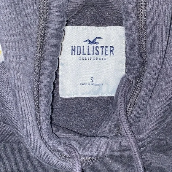 HOLLISTER Daisy Cropped Pullover Hoodie Sweatshirt in Dark Gray/Black Size S - Picture 7 of 8